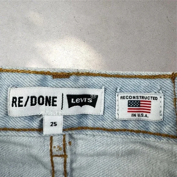 Re/Done x Levis 90s Relaxed Straight Jeans‎ Womens 25 Light Blue Distressed